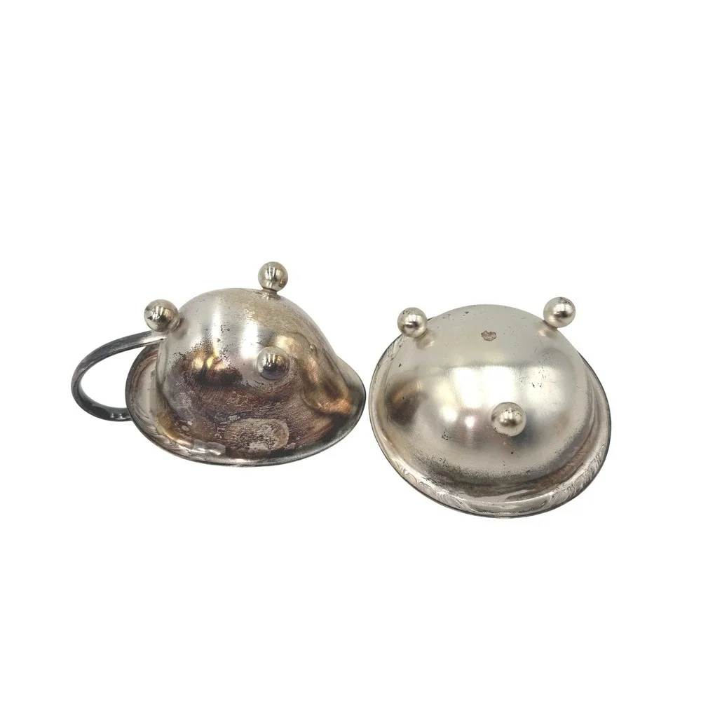 Vintage Silverplate Footed‎ Creamer and Sugar Bowl Set Floral Etched Ball Feet